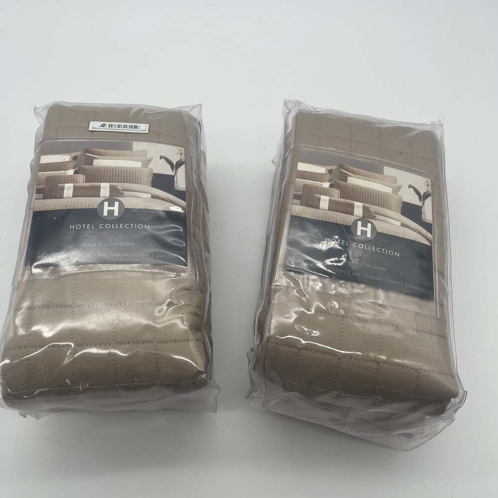 2 Hotel Collection King Quilted Pillow Sham 100% Pima Cotton 344 Thread Count Ta